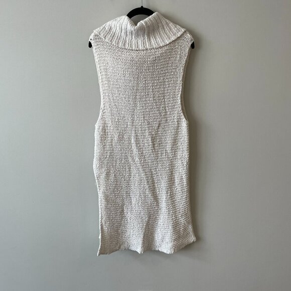 Free People Turtleneck Sleeveless Side Slits Casual Pullover Sweater White Small - Picture 3 of 8